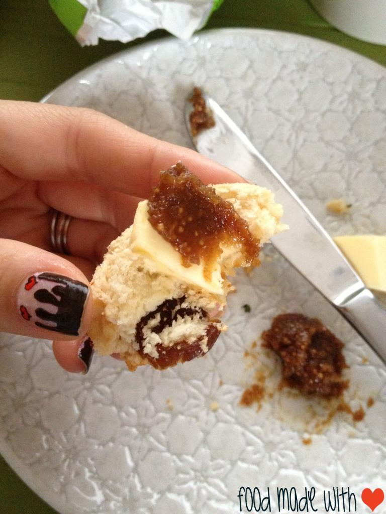 Scone with butter and homemade fig jam