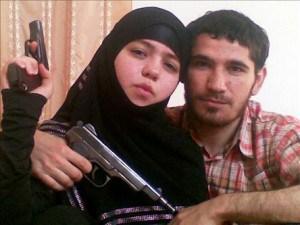 Pictured on the left is Dzhennet Abdurakhmanova, suspected of being one of the two female suicide bombers in the Moscow metro attack in March 2010. Pictured on the left is her husband, Umalat Magomedo, a Chechen rebel killed by Russian forces in December 2009. Authorities believe the wife staged the attack in revenge for her husband's death.