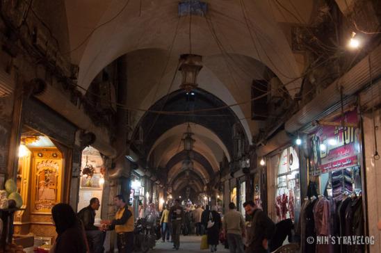 Corridor of Al Madina Souk (covered bazaar) of Aleppo with it's cloister-vault ceiling from the Medieval period