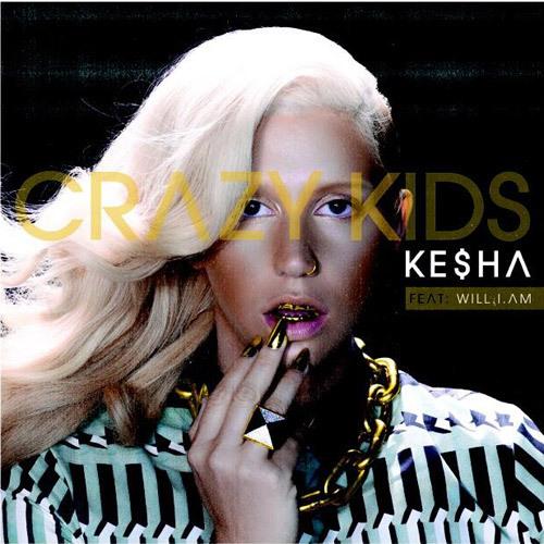 Ke$ha ditches the glitter in favor of an all-gold look on the cover art for her new single “Crazy Kids.” [Image from style.mtv.com]