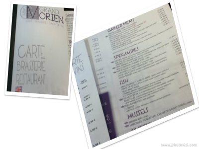 Le Grand Morien Dunkirk Menu English