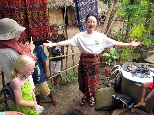 Hyo models a sarong