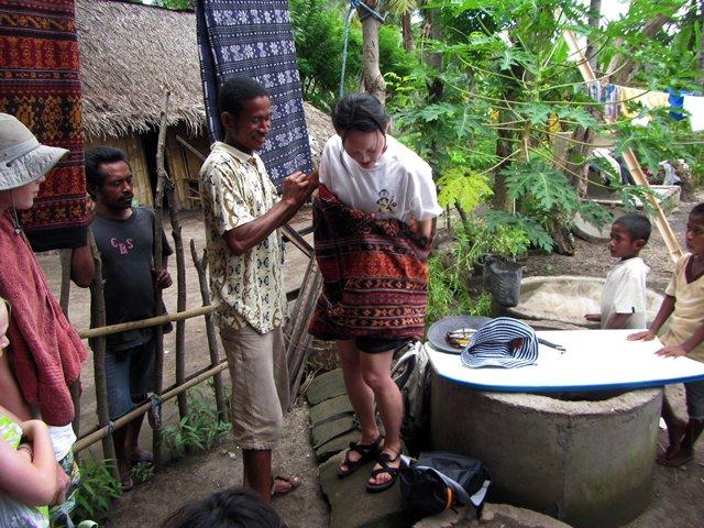 Hyo models a sarong