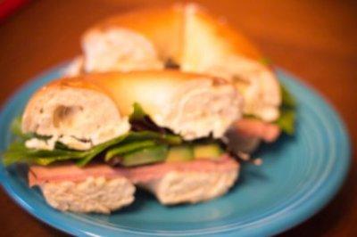 Ham and Goat Cheese Bagel Sandwich