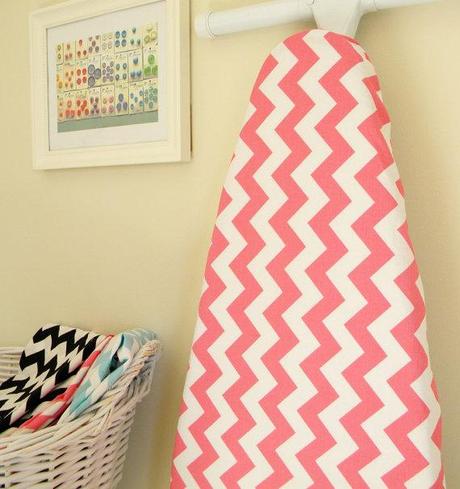 Ironing Board Cover - Hot Pink and White Chevron - Riley Blake