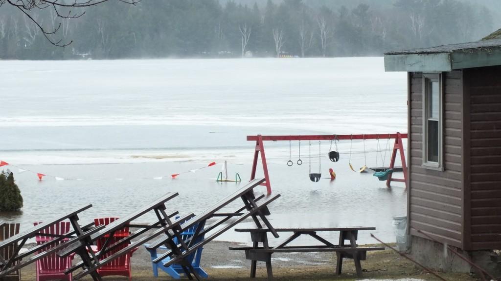 Oxtongue Lake flooding - playground under water  - April 20 2013