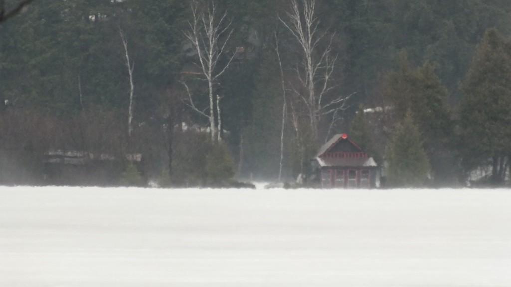 Oxtongue Lake flooding - high waters on distant shore  - April 20 2013