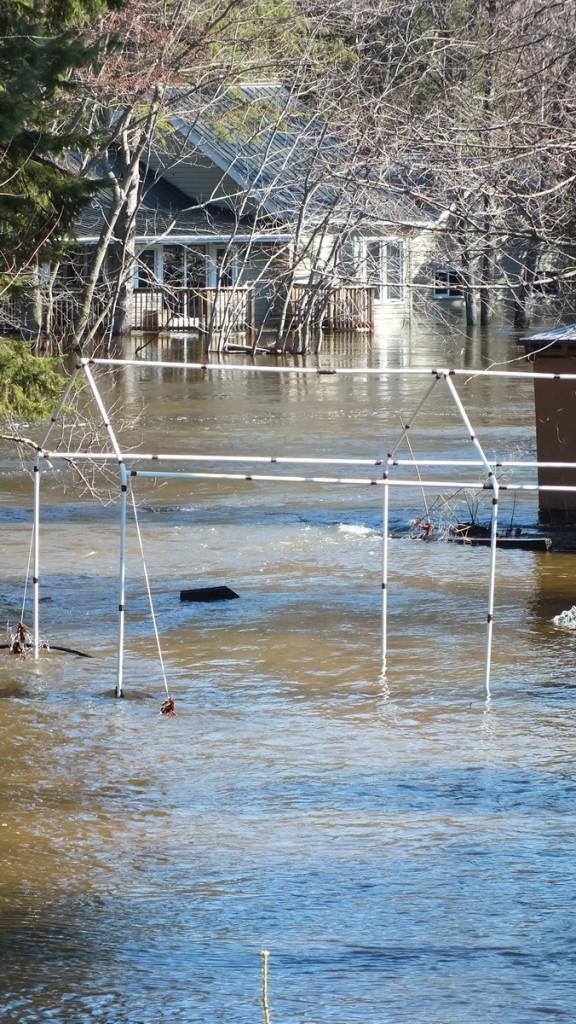 Big East River flood zone - flooded home  and property - Huntsville, Ontario - April 21 2013