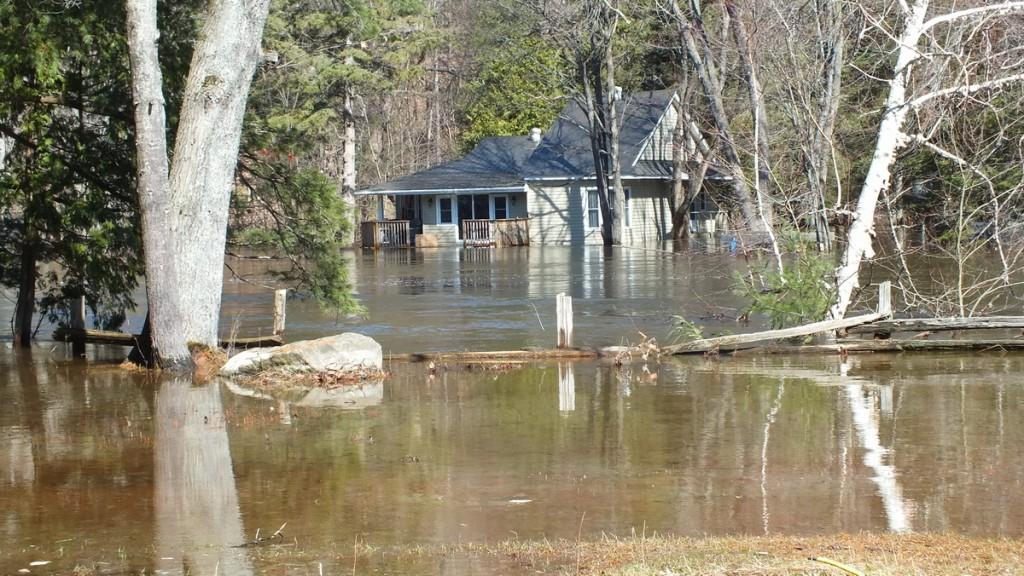 Big East River flood zone - flooded home - Huntsville, Ontario - April 21 2013