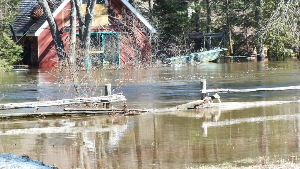 Big East River flood zone - flooded home - Huntsville, Ontario -  April 21 2013