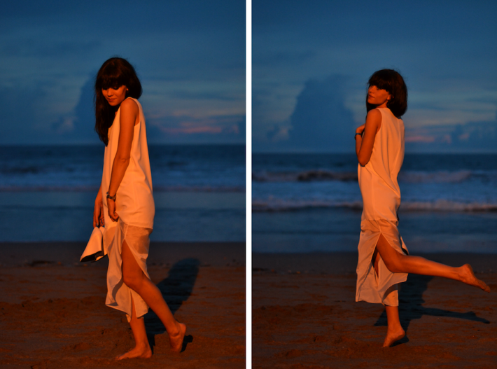 outfit sunset white dress bare feet