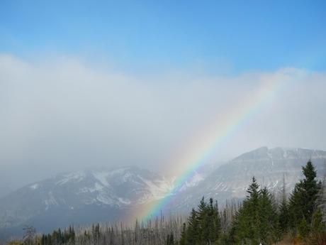 Rainbow against the mountains.