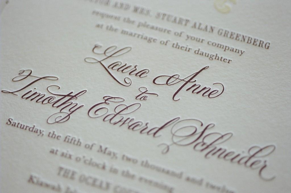 Letterpress Wedding Invitation with Belluccia Calligraphy ...