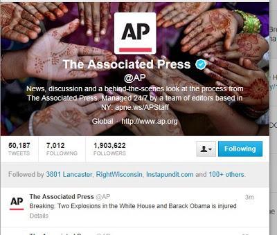 AP Twitter Feed @AP Latest To Be Hacked, Bogus Report-  Explosions At White House, Barack Obama Injured