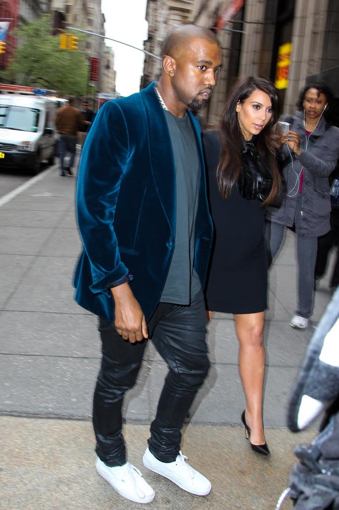 Kanye West out and about in NYC wearing a Tom Ford Velvet...