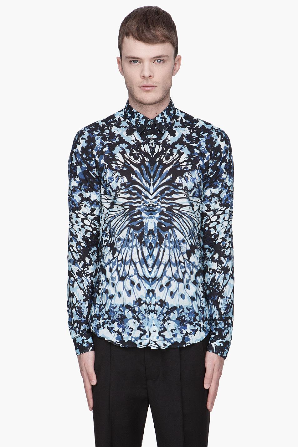 Mcq Alexander Mcqueen Blue Camouflage Beetle Wing Shirt