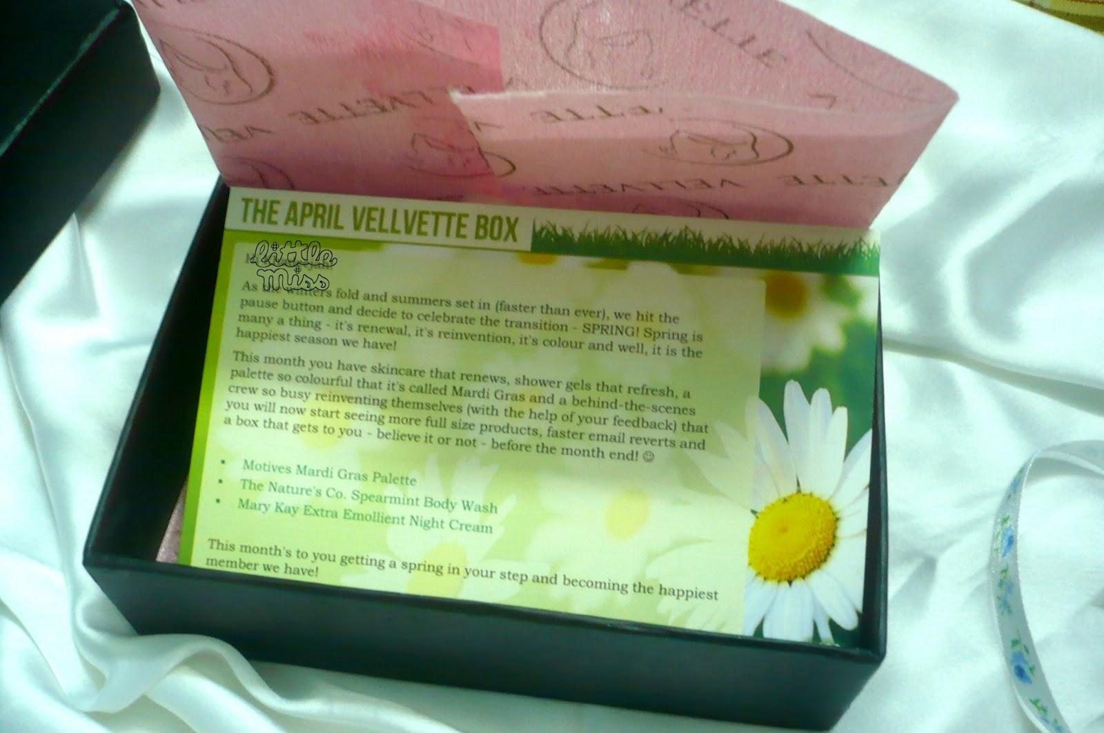 My April 2013 Vellvette Box !