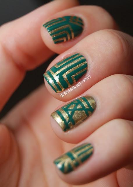 emerald and gold art deco striping tape nail art 4Nail Trend Alert! Art Deco Manis