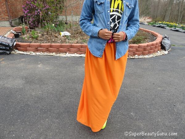 diy home made maxi skirt orange