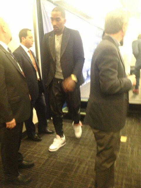 NY Knicks J.R. Smith in Balmain at the Playoff Post Game Press...
