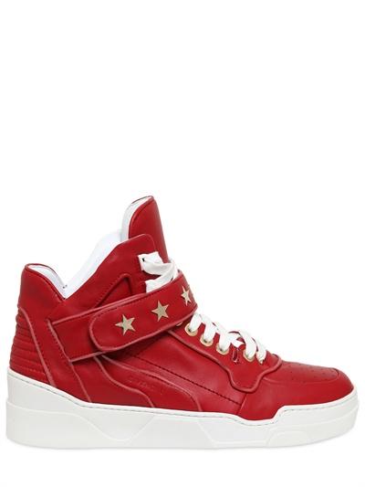 GIVENCHY - STAR STUDDED LEATHER HIGH TOP SNEAKERS