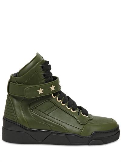 GIVENCHY - STAR STUDDED LEATHER HIGH TOP SNEAKERS