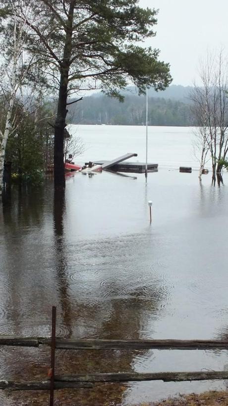 oxtongue lake - flooded beach - april 19 2013