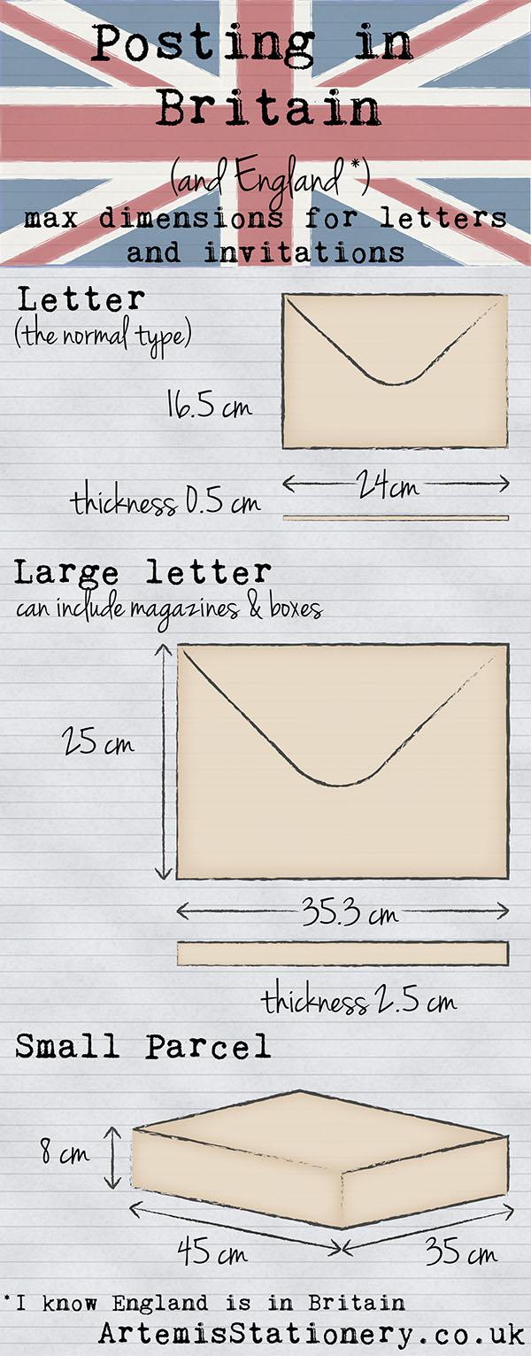 British Postal sizes for wedding invitations