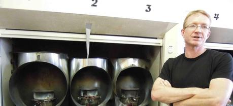 Craig Jacobson in the test labs of Point Source Power. (Photo by Julie Chao/Berkeley Lab)