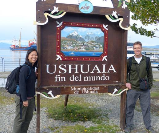 Katie and Mike Sohaskey in Ushuaia, Argentina