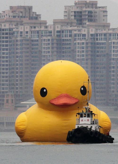 Inflatable rubber duck in Hong Kong