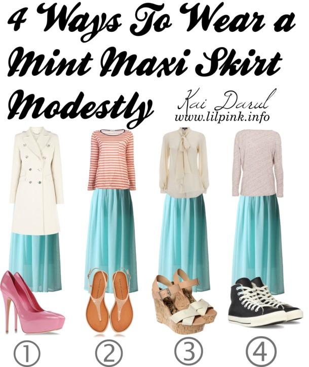 4 Ways to Wear a Mint Maxi Skirt Modestly