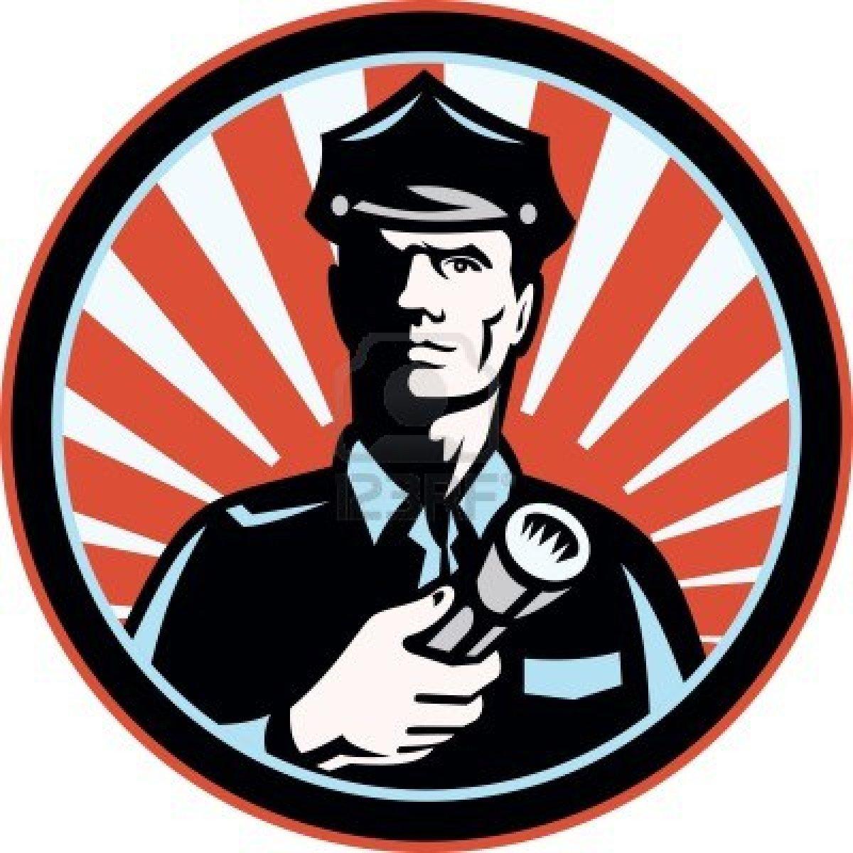 Illustration of a police officer policeman security guard holding a flashlight torch set inside circle done in retro style  Stock Photo - 13248546