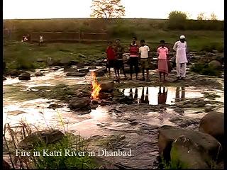 River on fire in Jharkhand State of India.