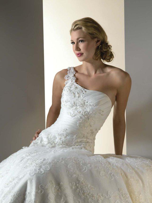 one shoulder wedding dress