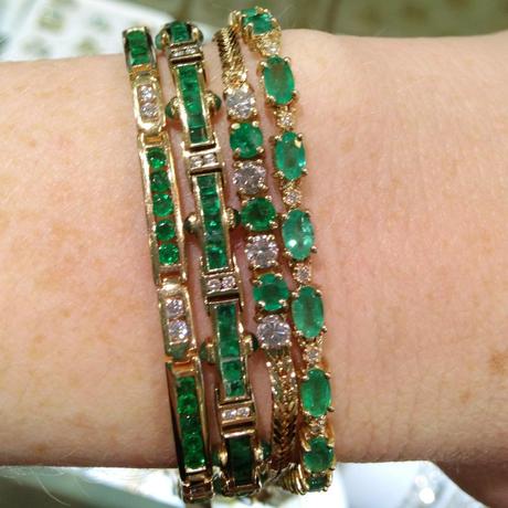 emerald line bracelets, emerald and gold bracelet, emerald tennis bracelet