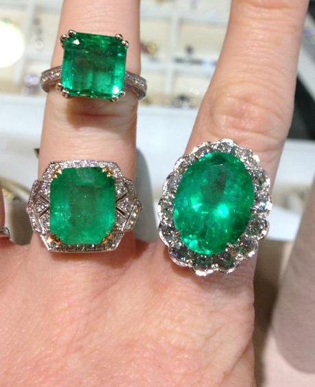 emerald rings: a square cut emerald ring, art deco inspired emerald ring, 13 carat emerald ring