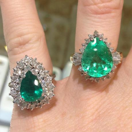 pear shaped emerald rings with diamonds