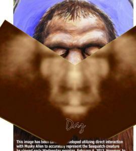 Overlay of the Hank photo from Shooting Bigfoot with the drawing of Hank based on Musky's description.