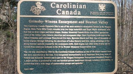 Carolinian Canada Sign, Beamer Memorial Conservation Area, Grimsby