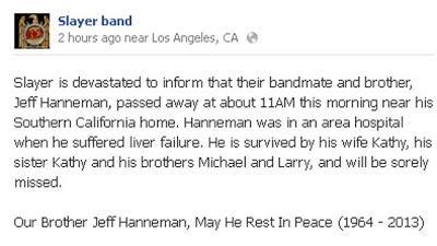 Obituary Jeff Hanneman (1964-2013)