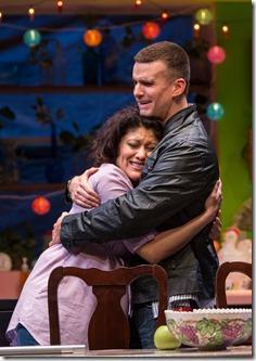 Sandra Marquez (Yaz) and Armando Riesco (Elliot) in Quiara Alegría Hudes’ The Happiest Song Plays Last, directed by Edward Torres at Goodman Theatre. 