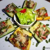 stuffed zucchini with basil pesto