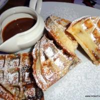 Waffles with chocolate syrup