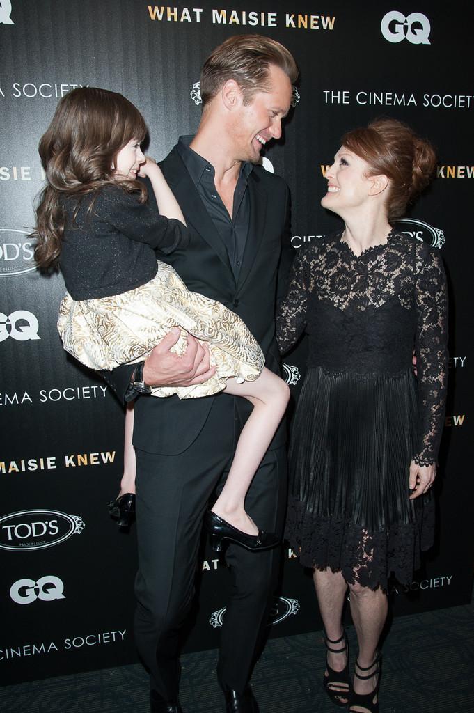 Alexander Skarsgard Julianne Moore Onata Aprile Arrivals at the 'What Maisie Knew' Screening in NYC Dave Kotinsky Getty