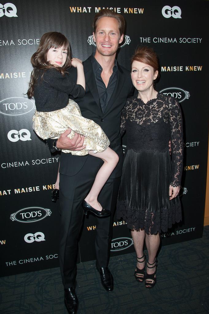 Alexander Skarsgard Julianne Moore Onata Aprile Arrivals at the 'What Maisie Knew' Screening in NYC Dave Kotinsky Getty 2