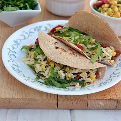 Vegetarian Tacos with Pinto Beans & Cheese