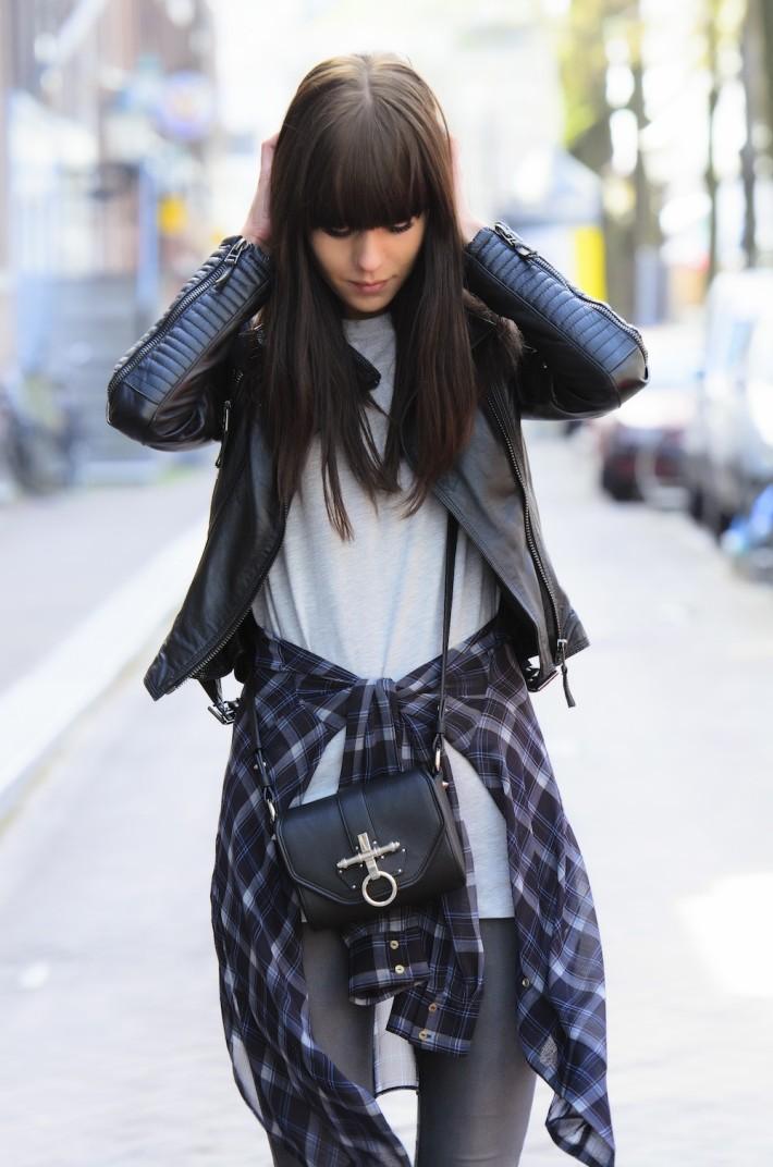 outfit sheer checked shirt leather givenchy obsedia