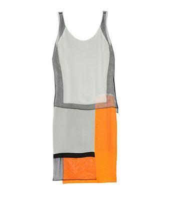  Helmut Lang Textured-crepe, chiffon and satin paneled dress