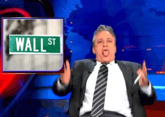 Jon Stewart sticking his tongue out and doing some sort of humping motion? Maybe?